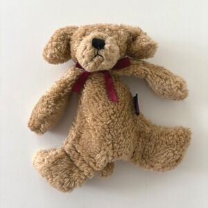 Retired Boyds Collection LTD 90s Tan Dog Plush Stuffed Animal RedRibbon Bow Cute